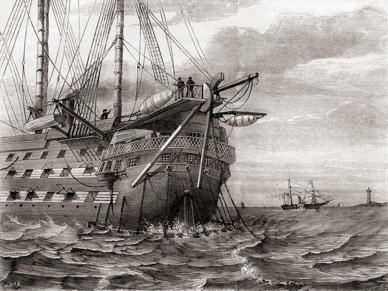 HMS Agamemnon lægger det transatlantiske telegrafkabel, 2. august af French School