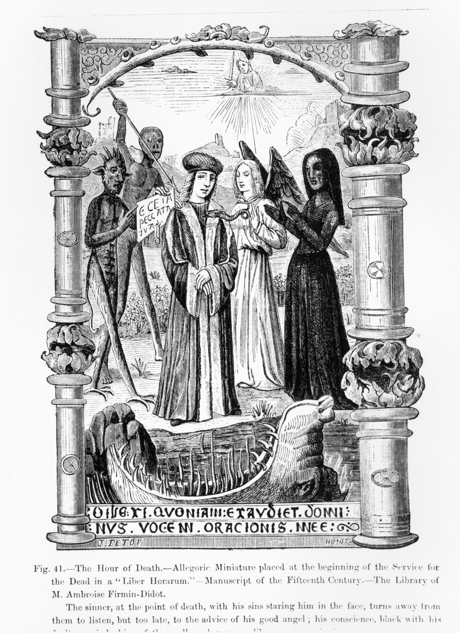 Dødens time, en allegorisk miniature, fra et manuskript fra det 15. århundrede af French School