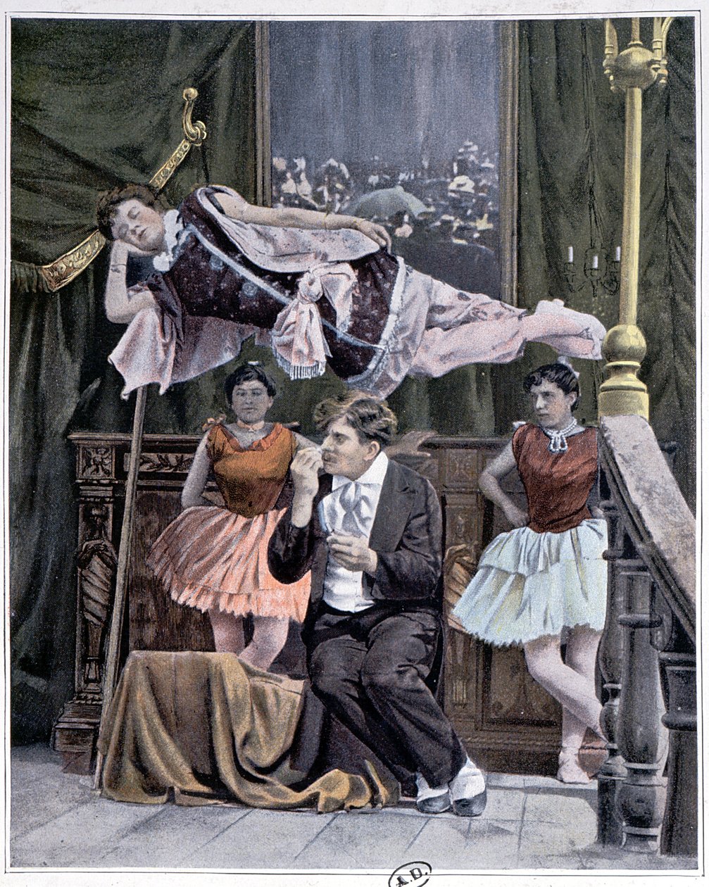Illusionisten og hans levitationstrick, slutningen af det 19. århundrede af French School