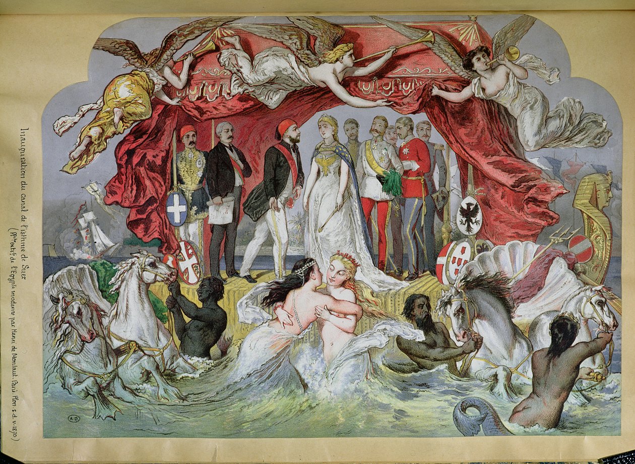 Indvielsen af Suez-kanalen, allegori om foreningen af Middelhavet og Rødehavet, 1870 af French School