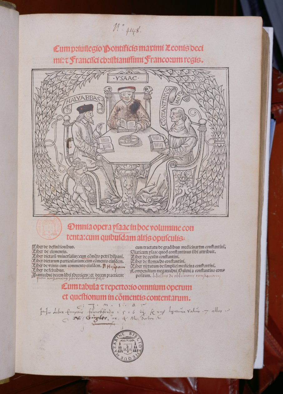 De jødiske læger: Isaac, Konstantin og Ali Abbas (Haly Abbas), udgivet i Lyons, 1515 af French School