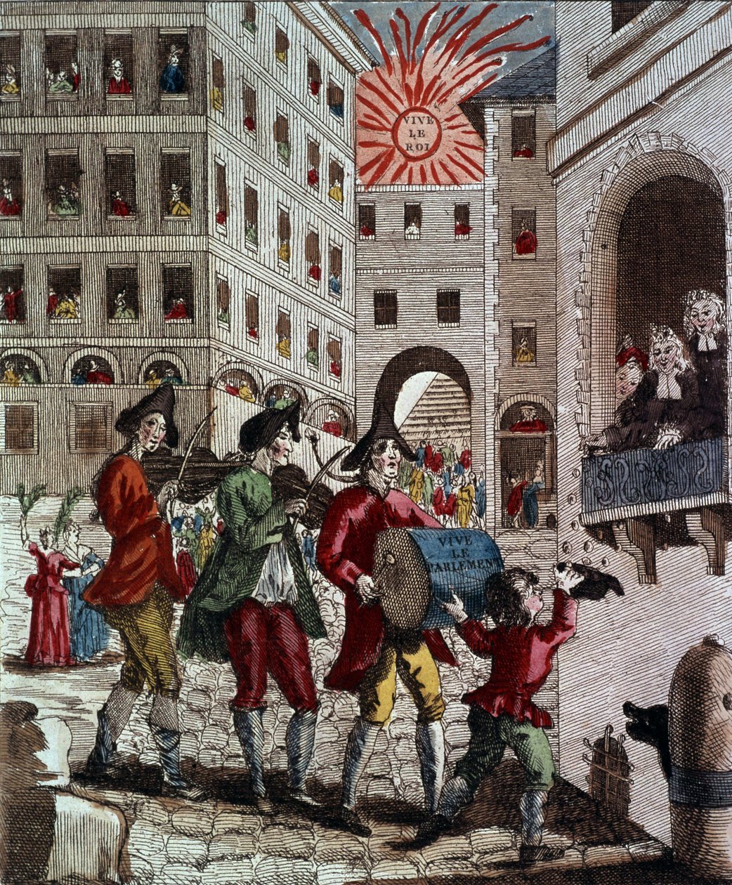 Det franske folks glæde, der fejrer kongen og tilbagekaldelsen af parlamentet i september 1788 af French School