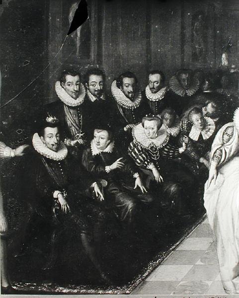 Joyeuse Ball, givet på Louvre i anledning af ægteskabet mellem Anne Duke af Joyeuse (1561-87) med Marguerite de Vaudemont den 24. september 1581, ca. 1582 (detaljer) af French School