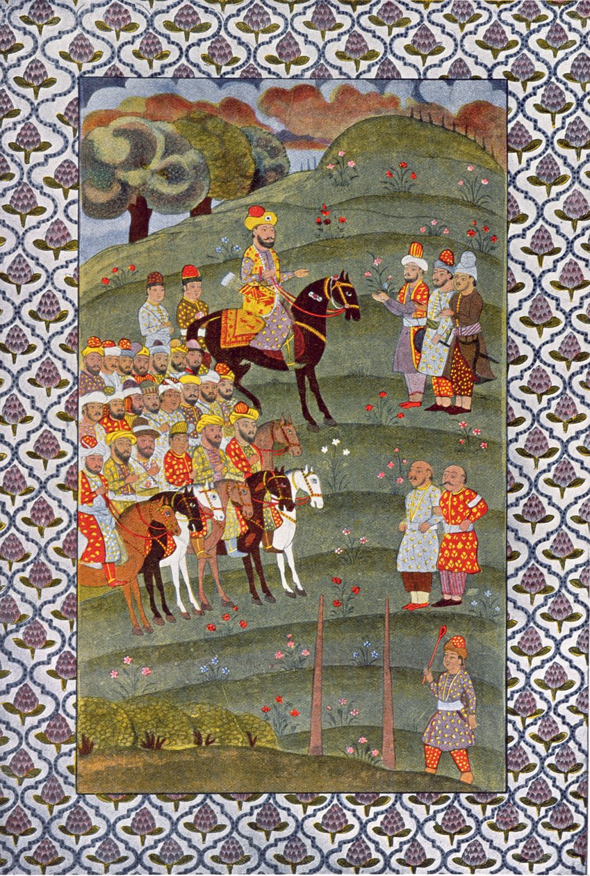 The Khalifat on a Horse, illustration fra The Arabian Nights, 1895 (farvegravering) af French School
