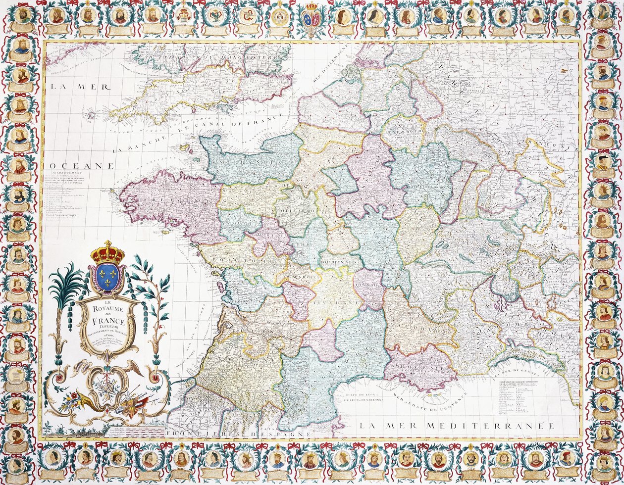 Kongeriget Frankrig opdelt i lokale regeringer, 1751 af French School