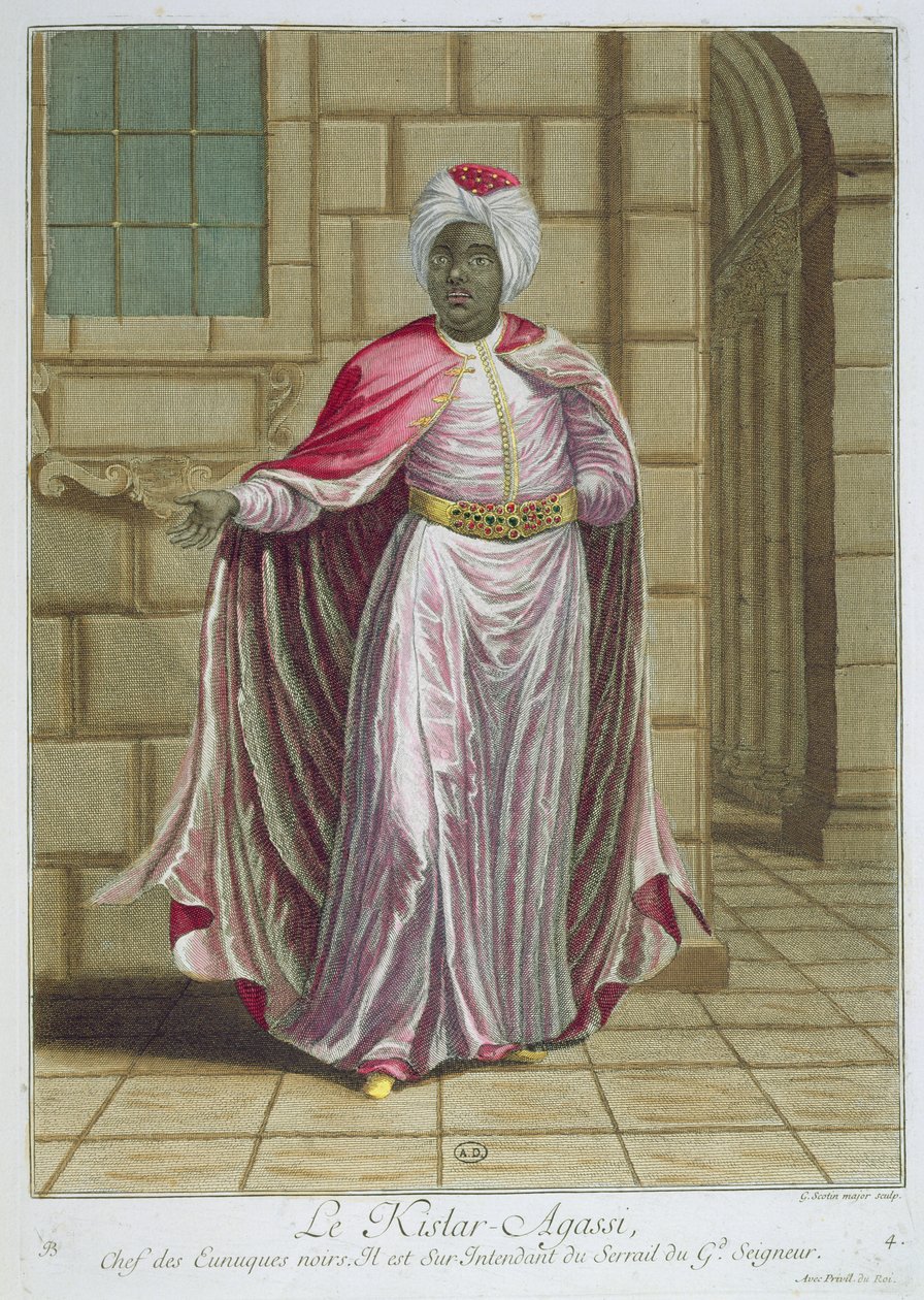 Kislar-Agassi, fra Recueil destampes sur les Costumes du Levant, indgraveret af Gerard Jean Baptiste Scotin (1671-1716) 1707-08 af French School