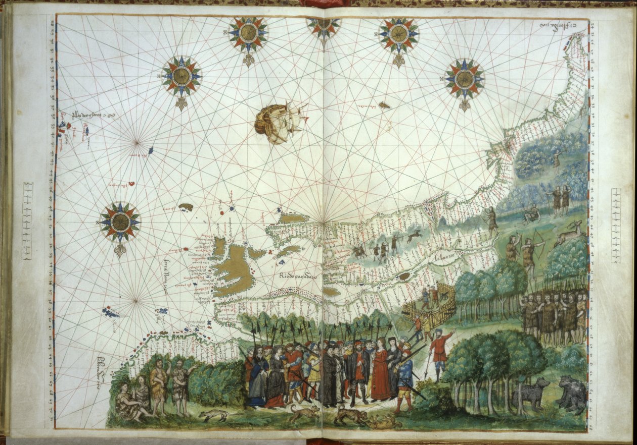 Jacques Cartier og kolonisters landgang i Canada, 1547 af French School