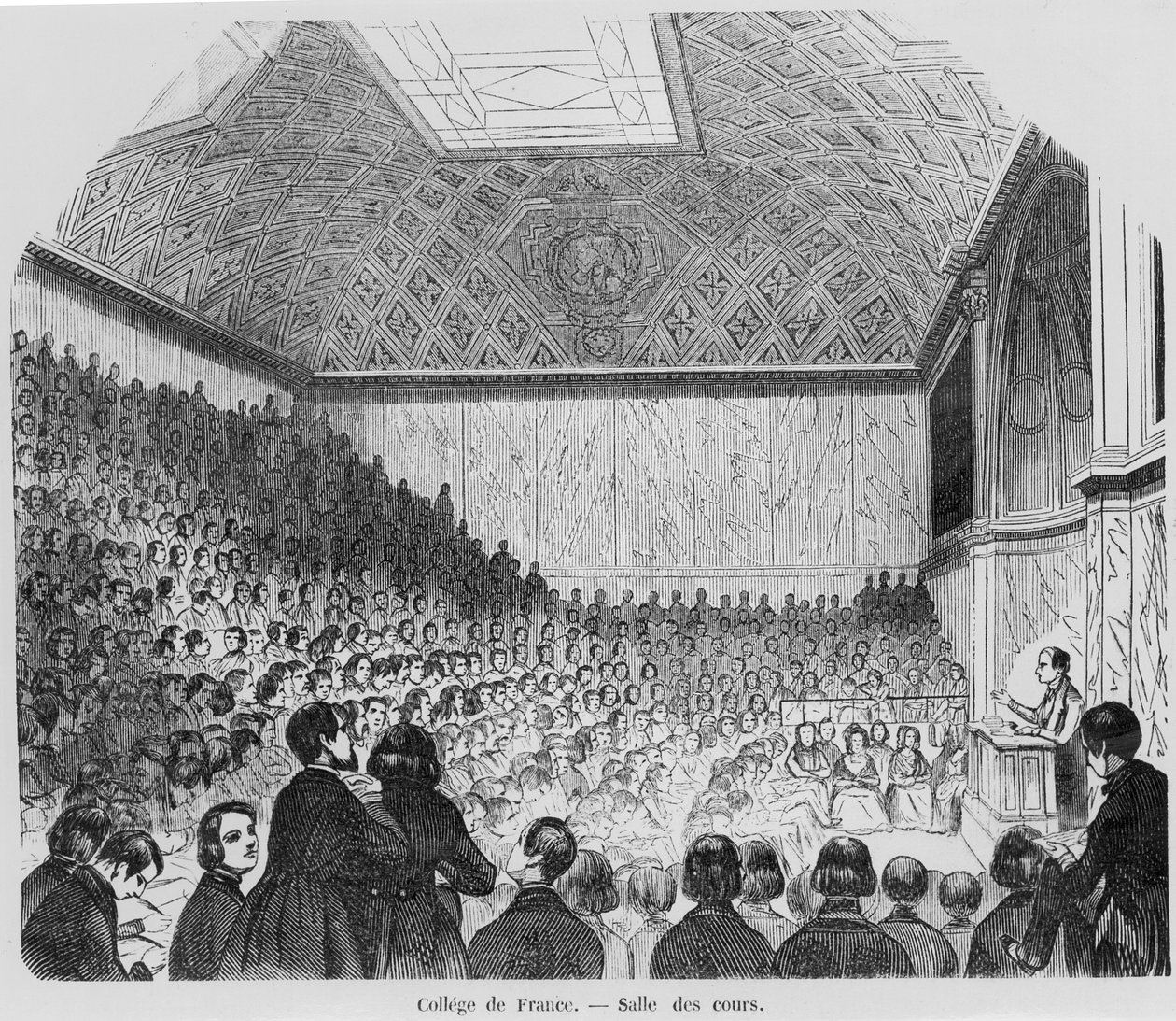 Lecture Theatre of College de France, fra Tableaux de Paris af E. Texier, 1852 af French School