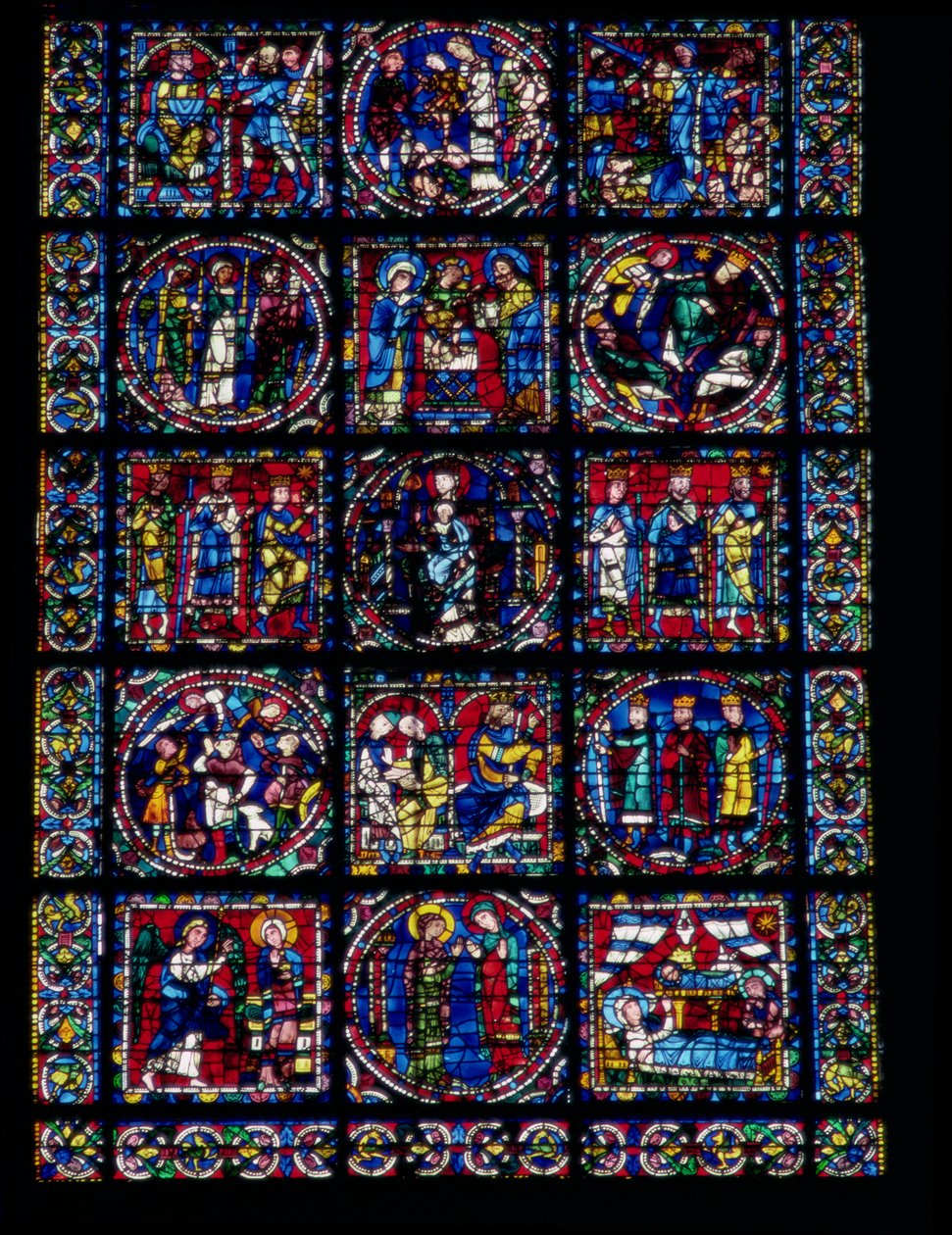 The Life of Christ, New Testament Cycle, nederste halvdel af vinduet, ca. 1145-50 af French School