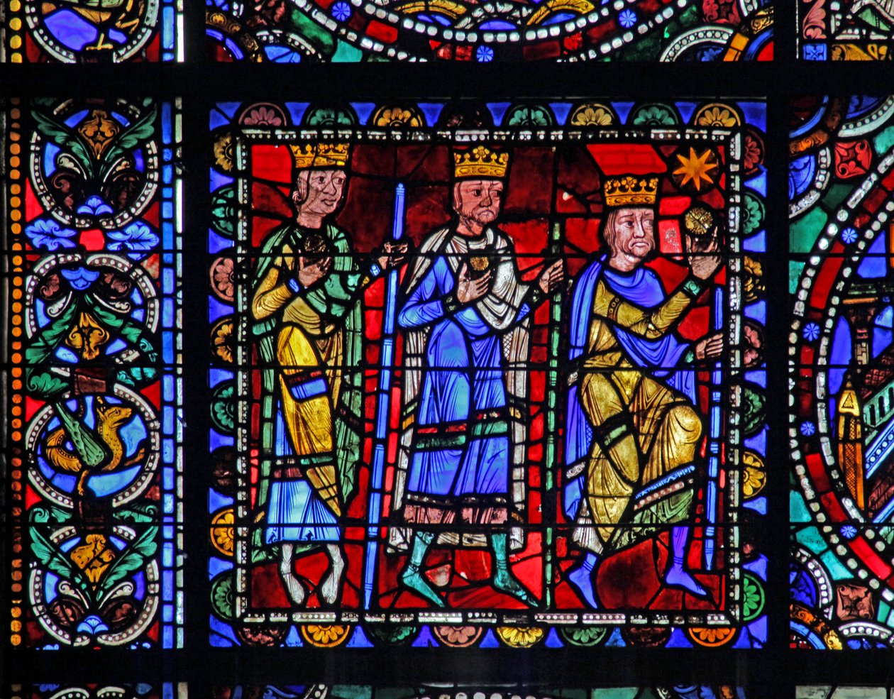 The Life of Christ window: The Adoration of Magi - (med næste panel) (w50) af French School