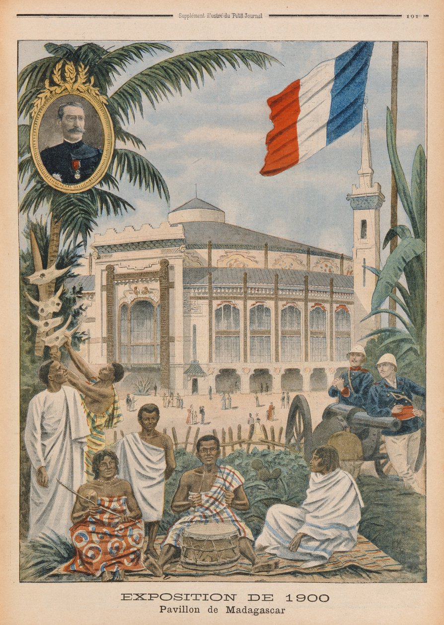 Den madagaskiske pavillon på verdensudstillingen i 1900, Paris, illustration fra 
