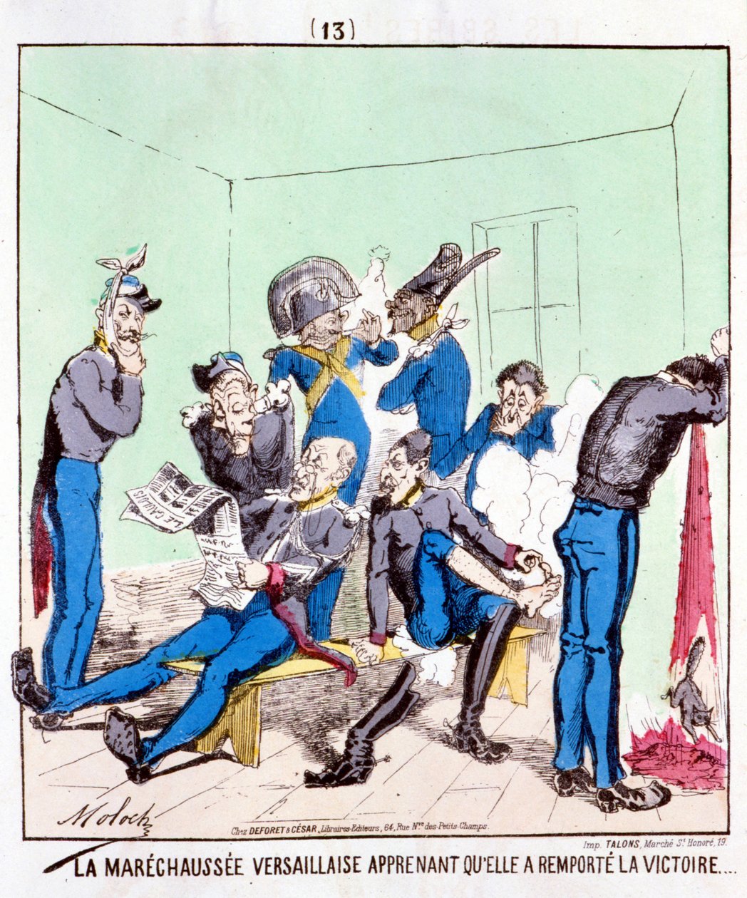 Maréchaussée Versailles erfarer, at hun vandt sejren... Tegneserie om Pariserkommunen, omkring 1870. af French School