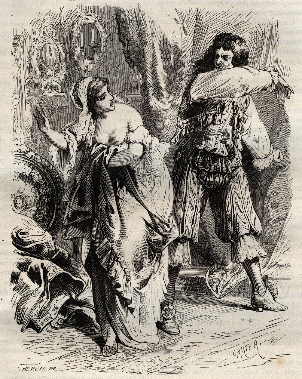 Markisen af ​​Montespan, Louis Henri (Louis-Henri) de Pardaillan de Gondrin (1640-1691), slog sin kone, markisen af ​​Montespan (Francoise Athenais) af Rochechouart Mortemart (eller Madame de Montespan) (1640-1707), for hun nægtede ham efter ordre fra Ki af French School