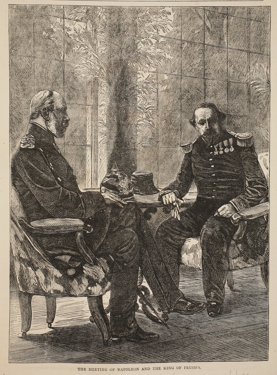 Mødet mellem Napoleon og Kongen af Preussen, september 1870, illustration fra Cassells historie om krigen mellem Frankrig og Tyskland, 1870-1871 af French School