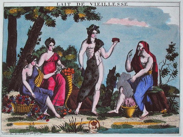 Alderdommens mælk, ca. 1830 (farvet gravering) af French School