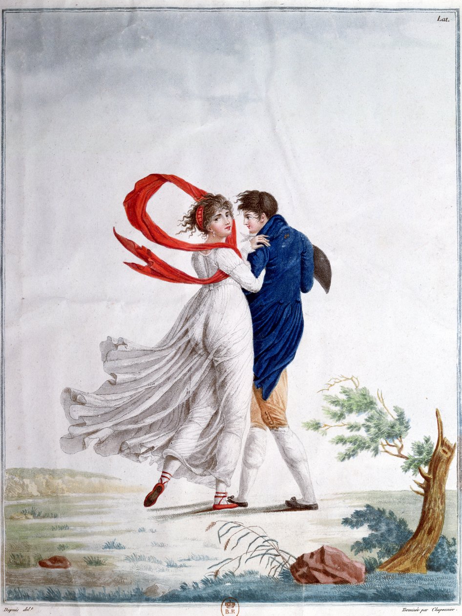 The Morning Walk, ca. 1800 (farvegravering) af French School