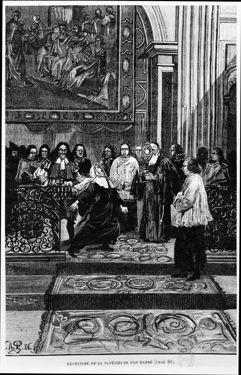 Mother Superior er uddrevet af Barre, illustration til Louduns besatte i Les Mysteres de la Science af Louis Figuier, 1886 af French School