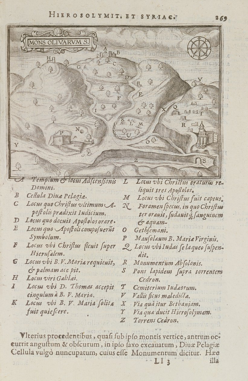 Oliebjerget, Jerusalem, fra Itinerarium Hierosolymitanum, af J. Cotovico, 1619 af French School