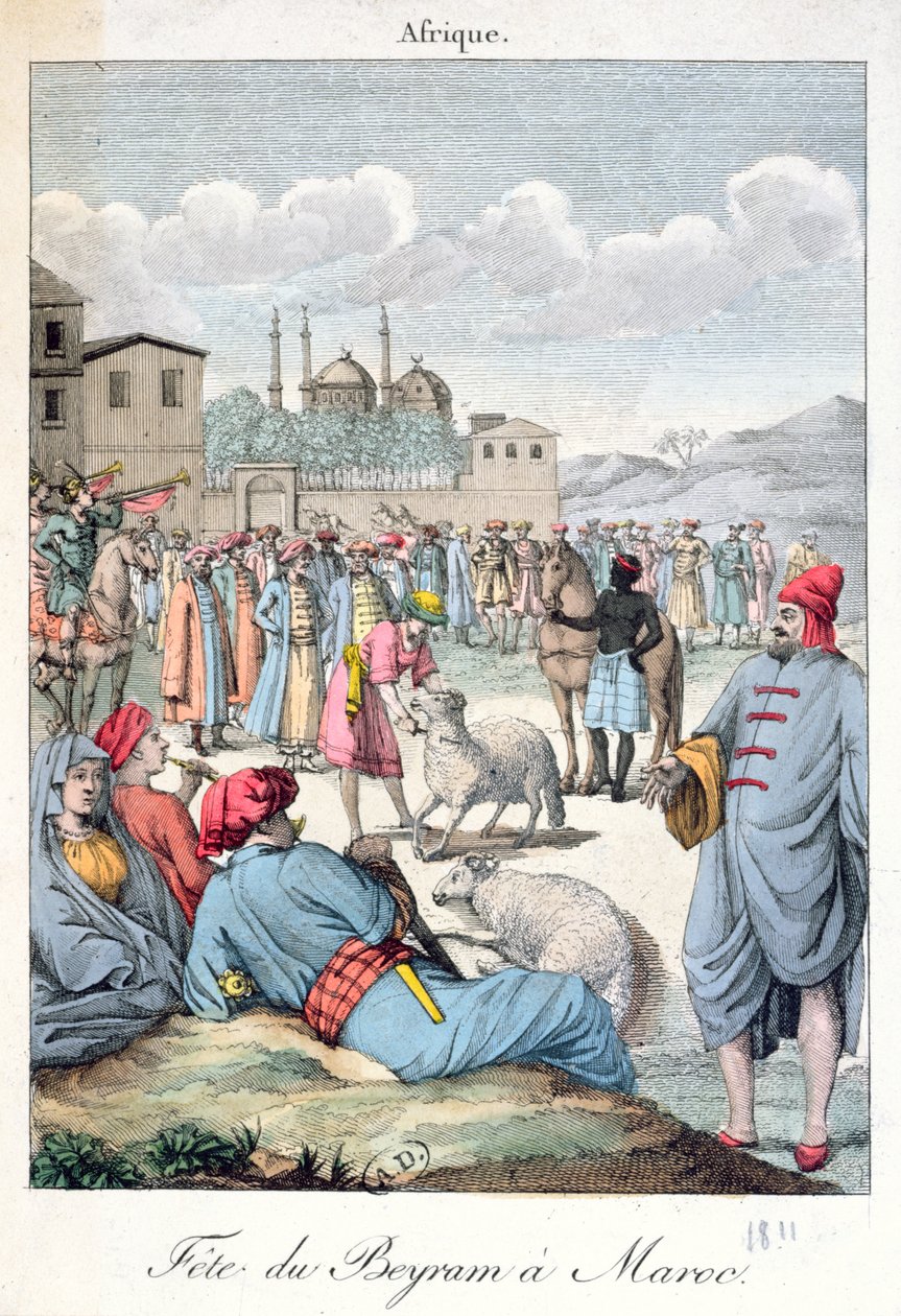 Den muslimske festival i Eid-el-Kabir i Marokko, 1811 af French School