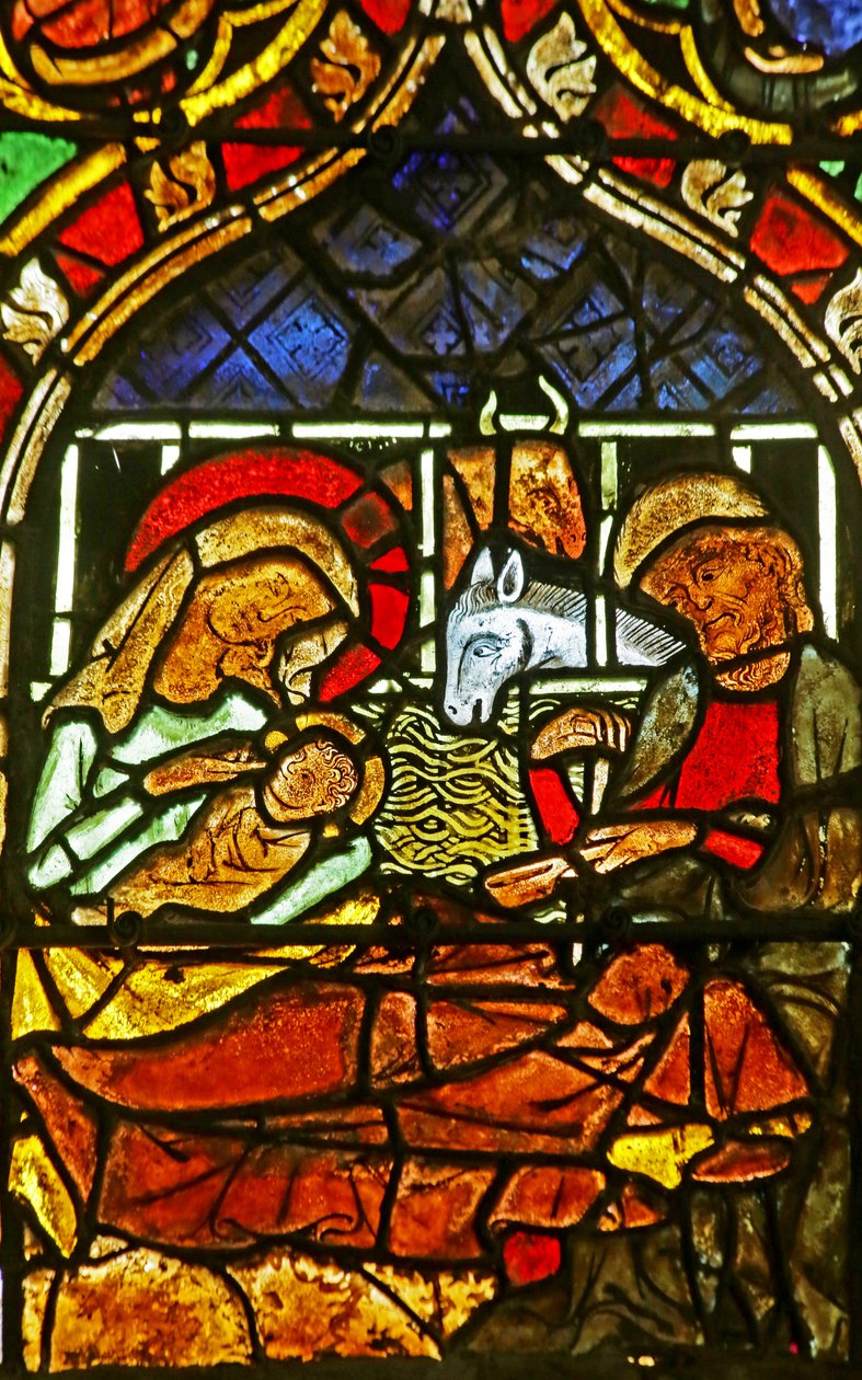 The Nativity (farvet glas) af French School
