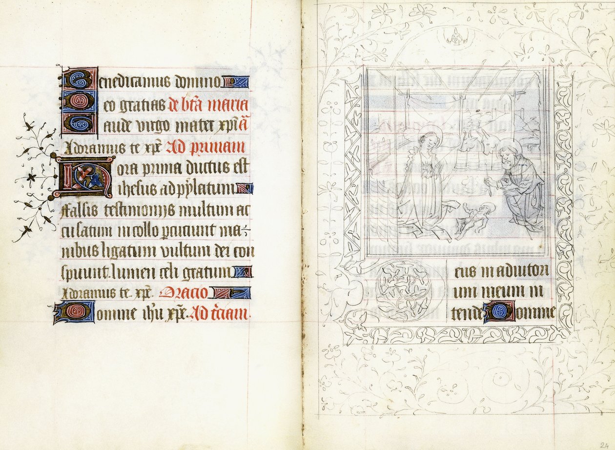 Fødselen, ca.1440 (manuskript på vellum) af French School