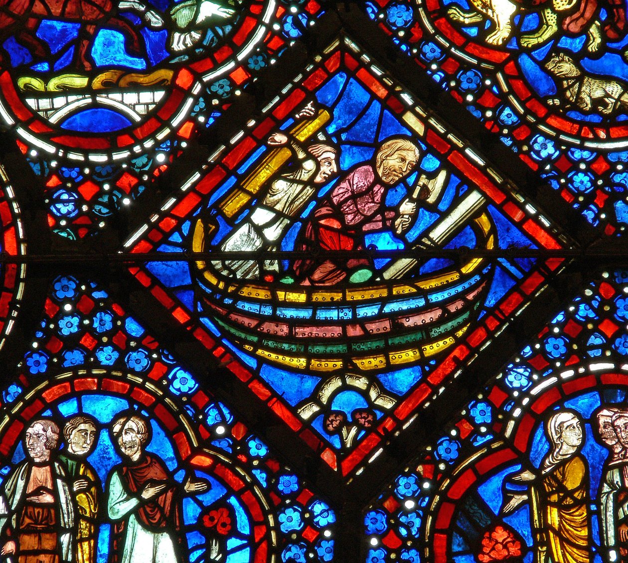 Noah-vinduet: han bygger arken (w47) af French School