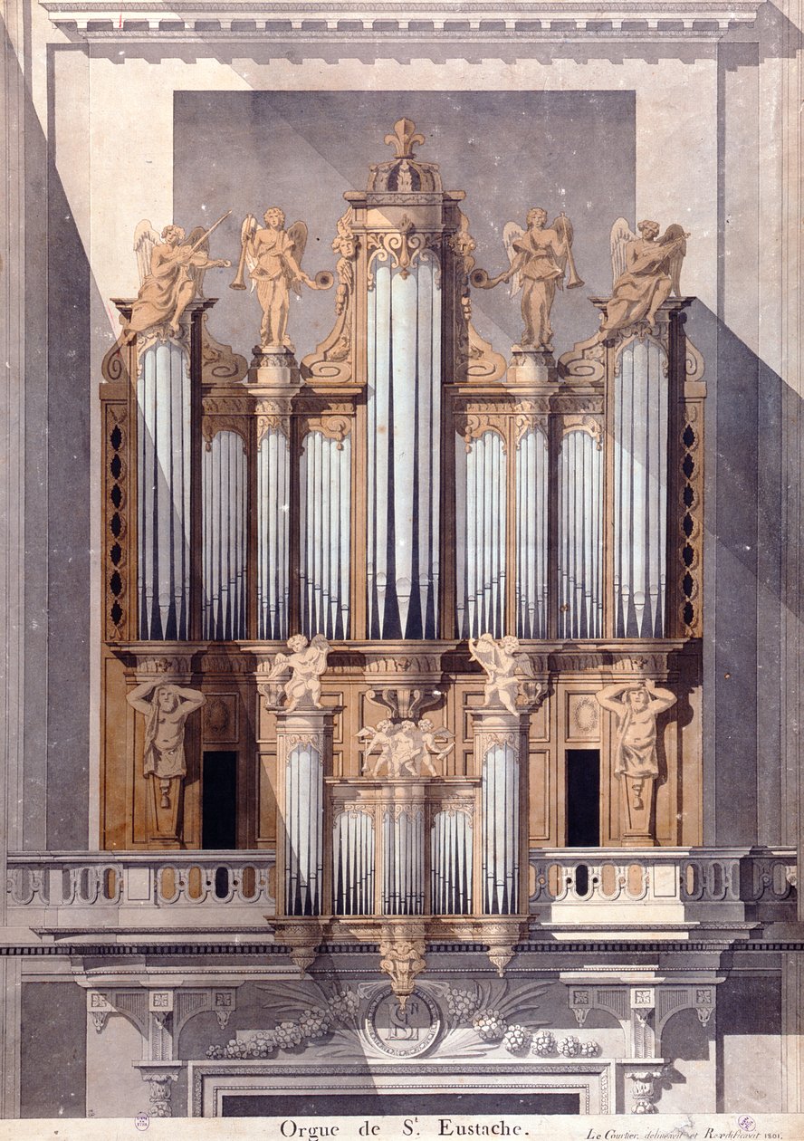 The Organ of Saint-Eustache, 1801 (wc på papir) af French School