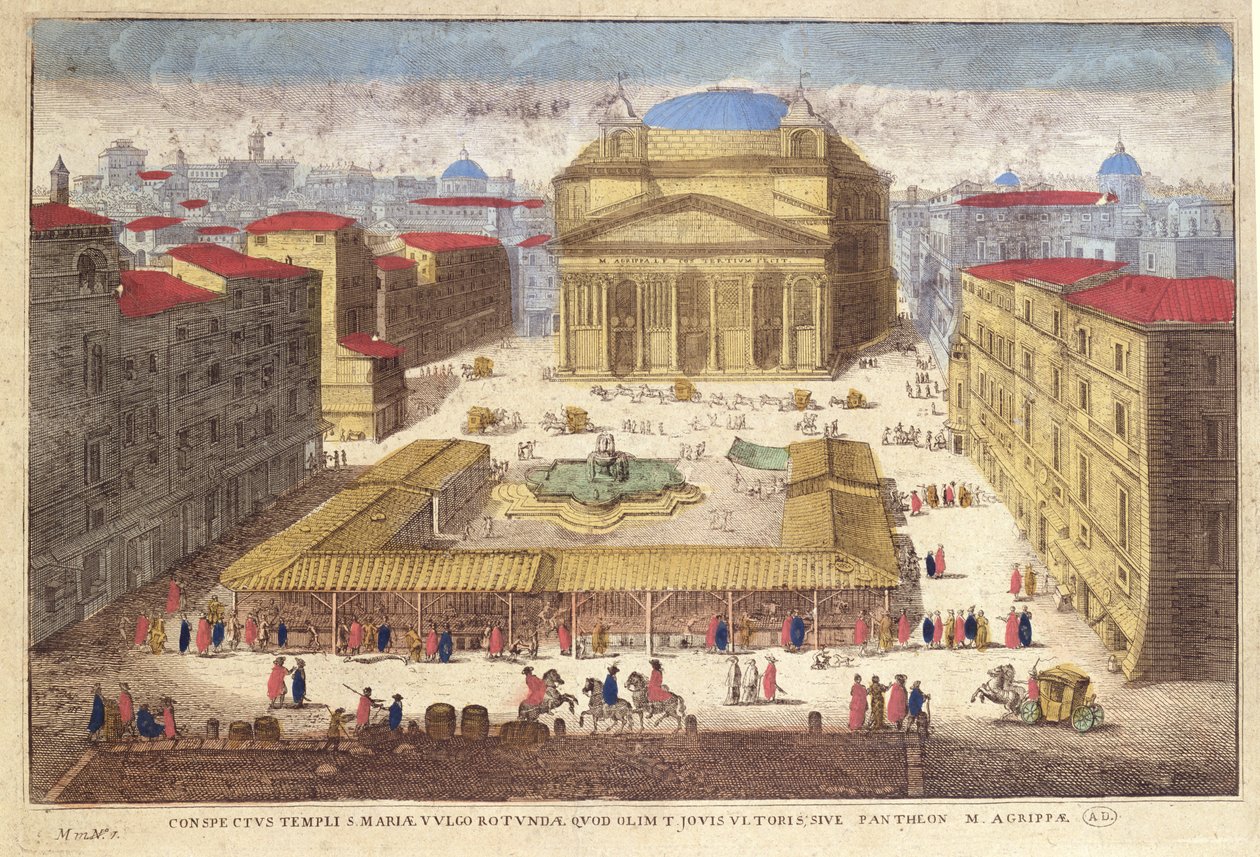 Pantheon, Rom (farvegravering) af French School