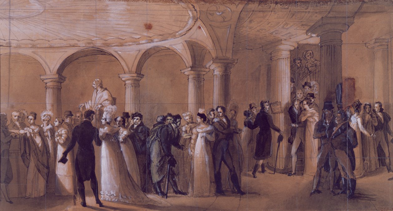 Peristilen ved Theatre Francais, ca. 1822 af French School