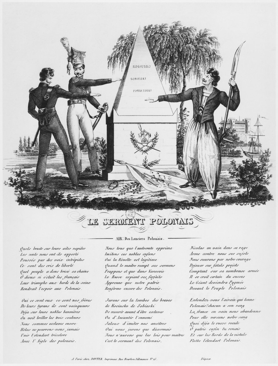 Den polske ed, de polske lancerers sang, ca. 1830 af French School