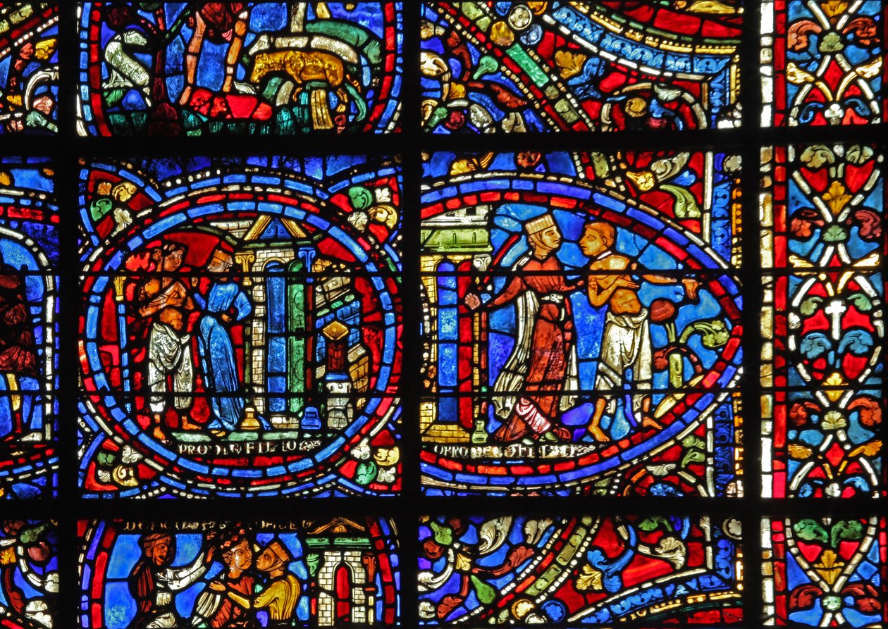 Vinduet The Prodigal Son: en kurtisane smider ham ud (w35) af French School