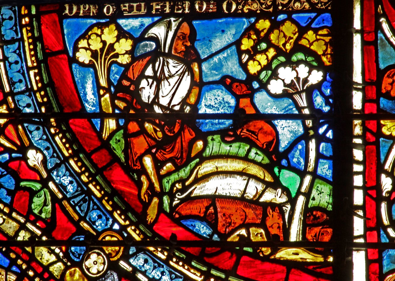 The Prodigal Son-vindue: reflekterer over hans undergang (w35) af French School