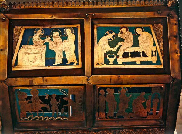The Raising of Lazarus, detalje af Chasse of St. Mark, ca. 1210-30 (emalje) af French School