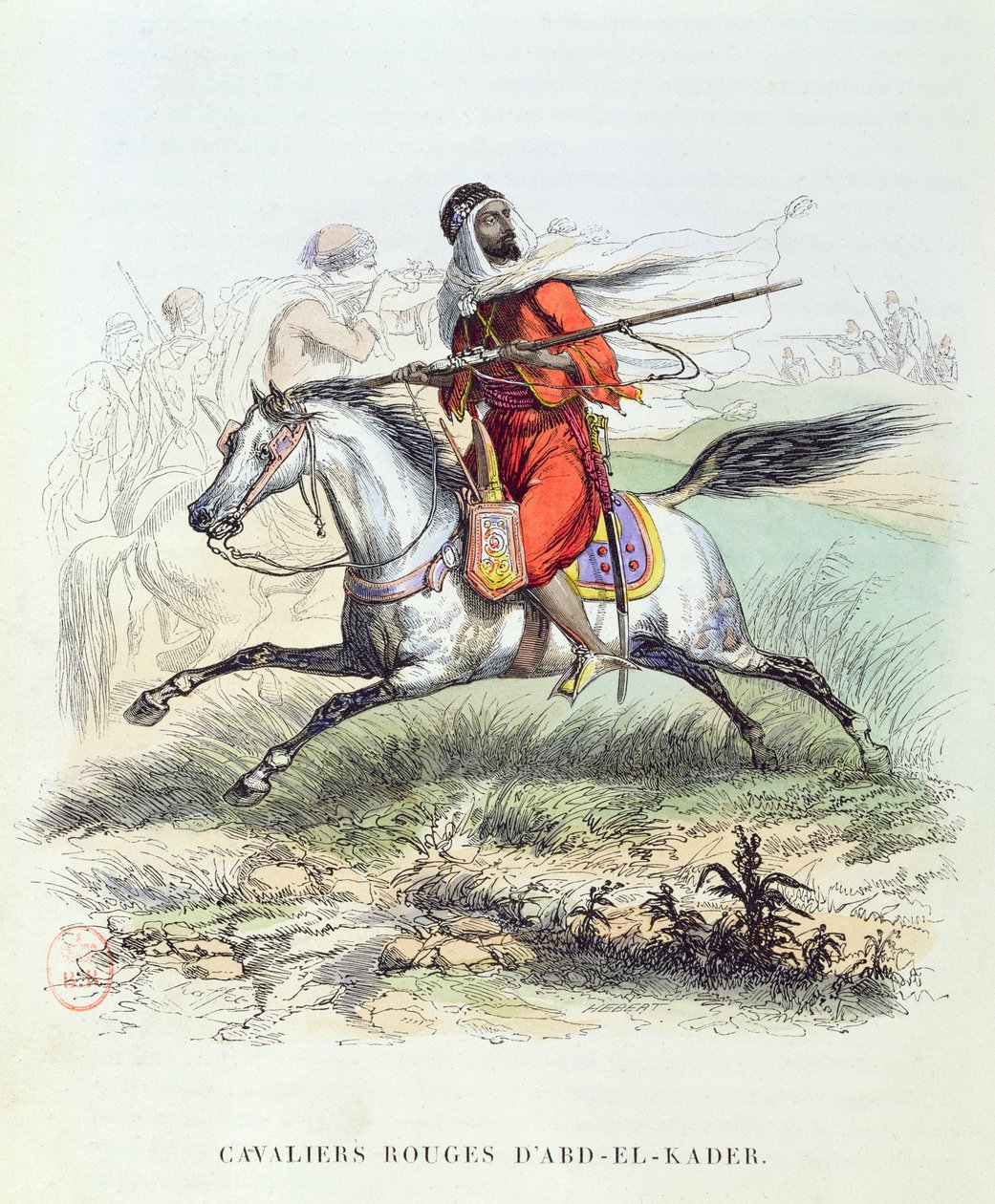 Det røde kavaleri af Abd El-Kader, ca. 1840-45 af French School