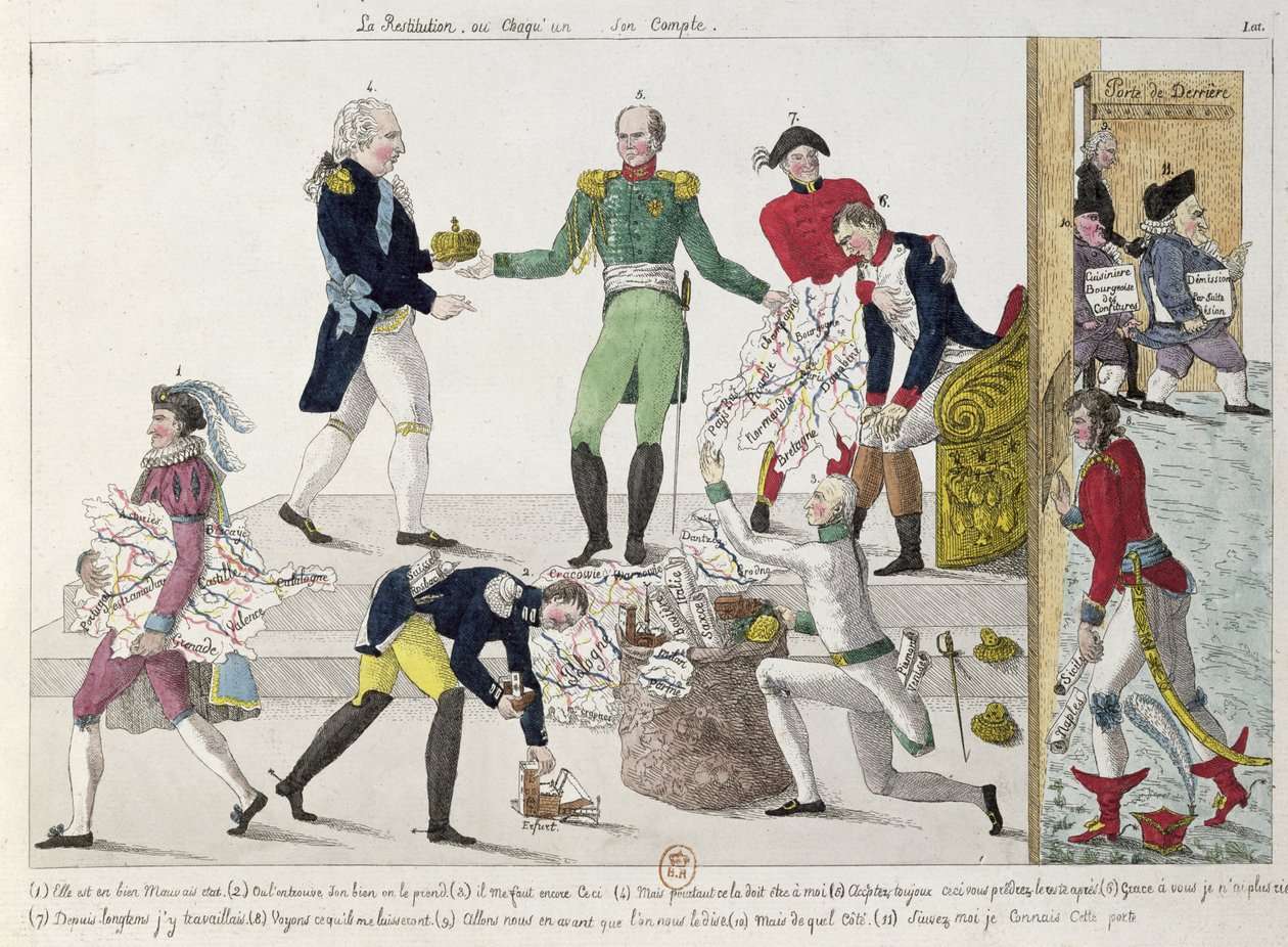 Genopretningen af det franske imperium blev delt op efter Waterloo, 1815 af French School
