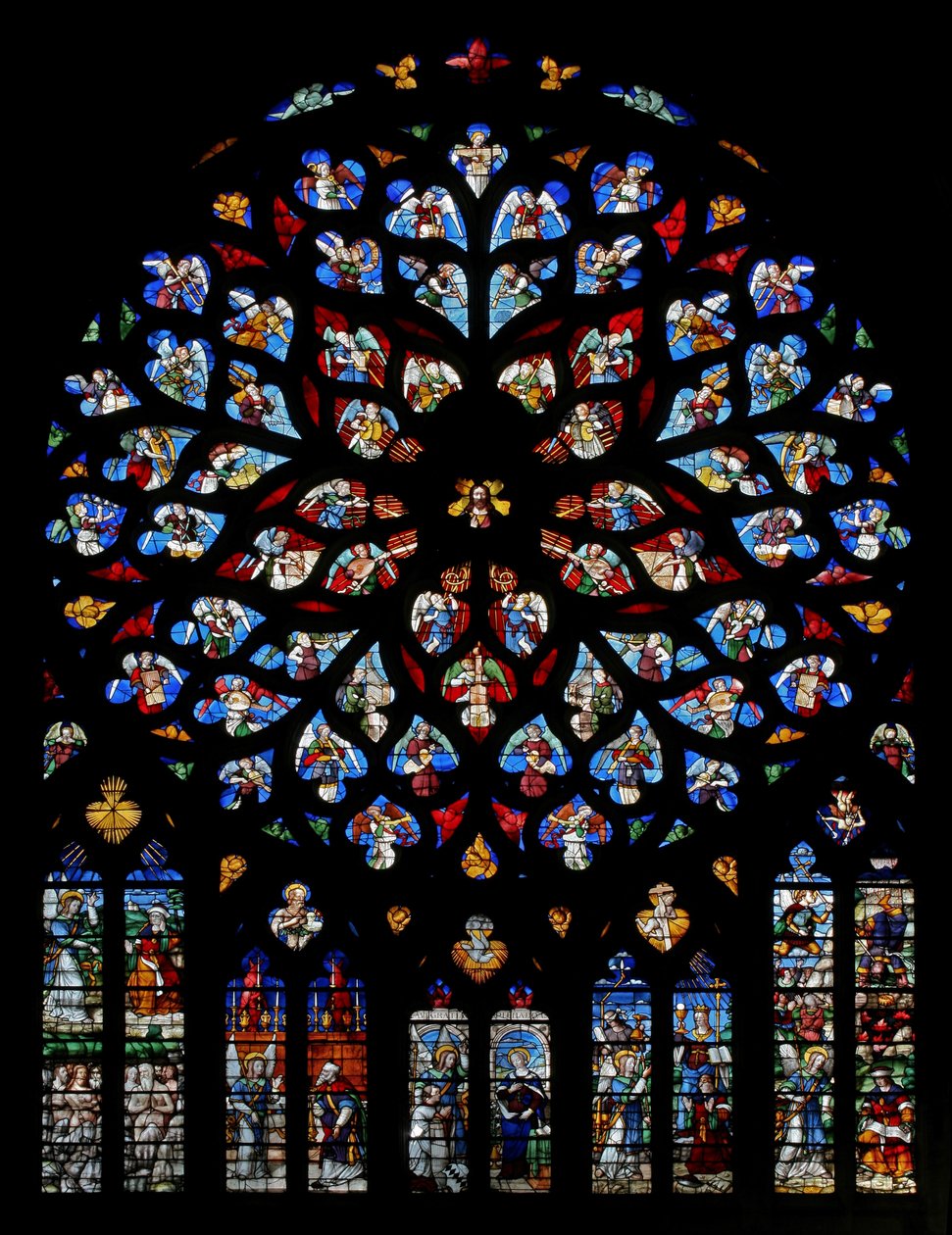 Rose de Paradis med englemusikere, før 1520 af French School