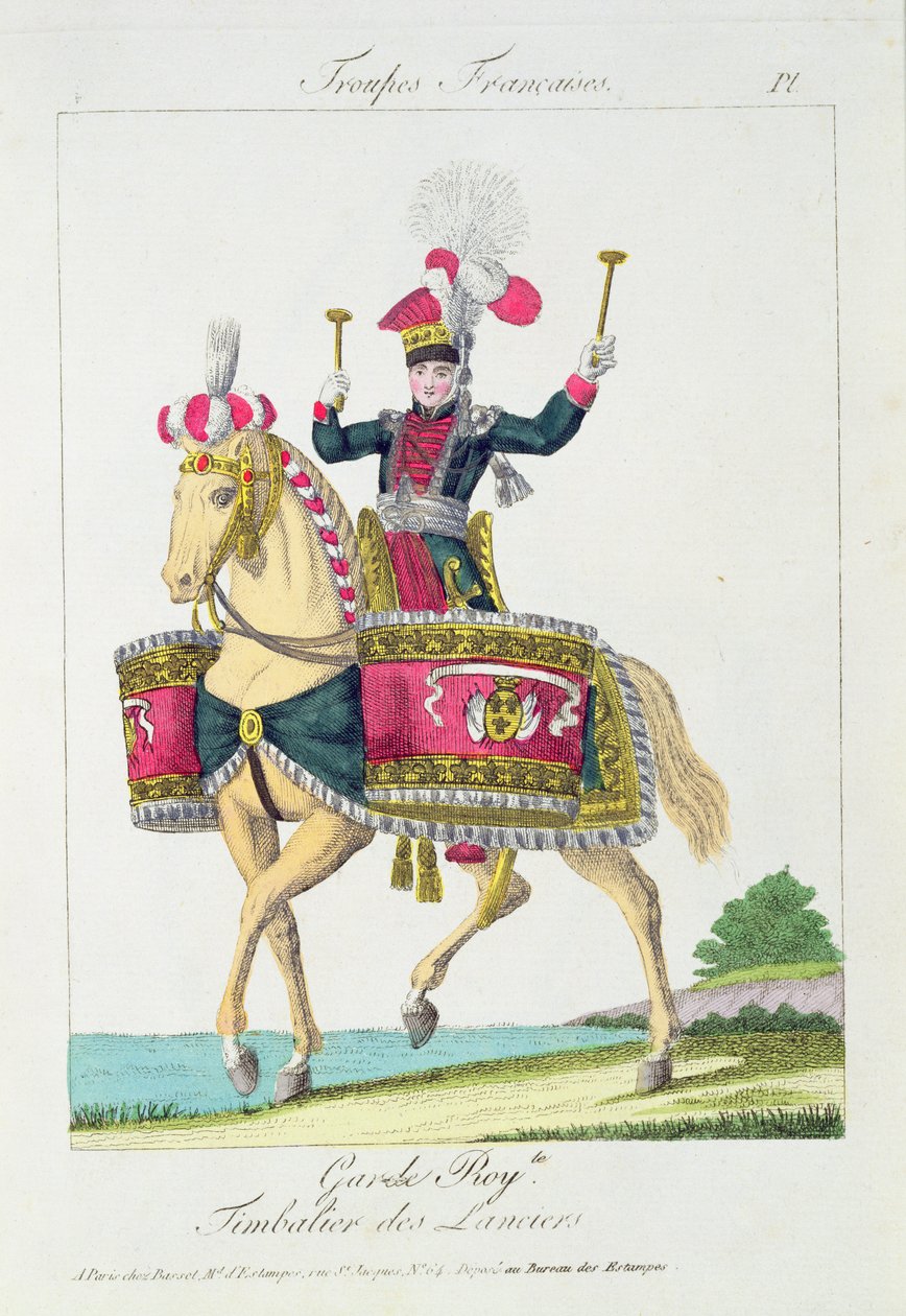 The Royal Guard: a Kettledrummer of the Lancers, tallerken fra franske tropper af French School