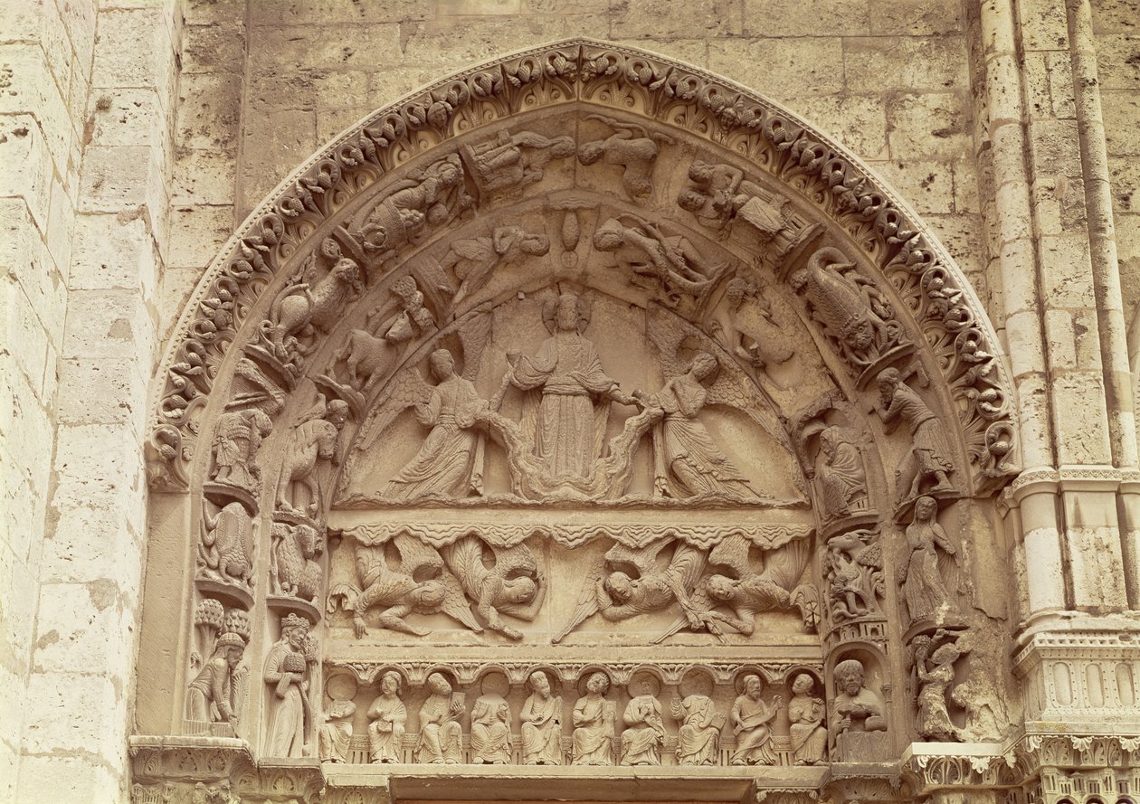 Den kongelige portal, norddør, tympanon forestillende himmelfarten, ca. 1145-50 af French School