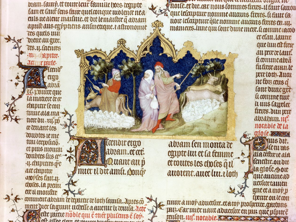 Adskillelsen af Abraham og Lot, fra The Bible of Jean de Sy, c.1355 af French School