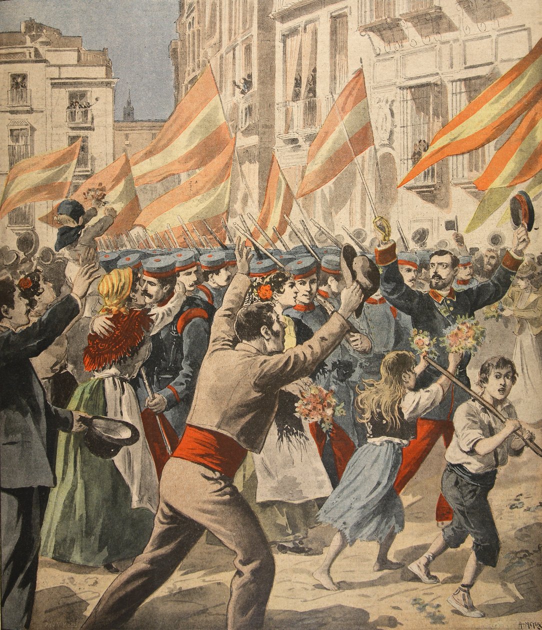 The Spanish American War, illustration fra Le Petit Journal: Supplement illustre, 18. maj 1898 af French School
