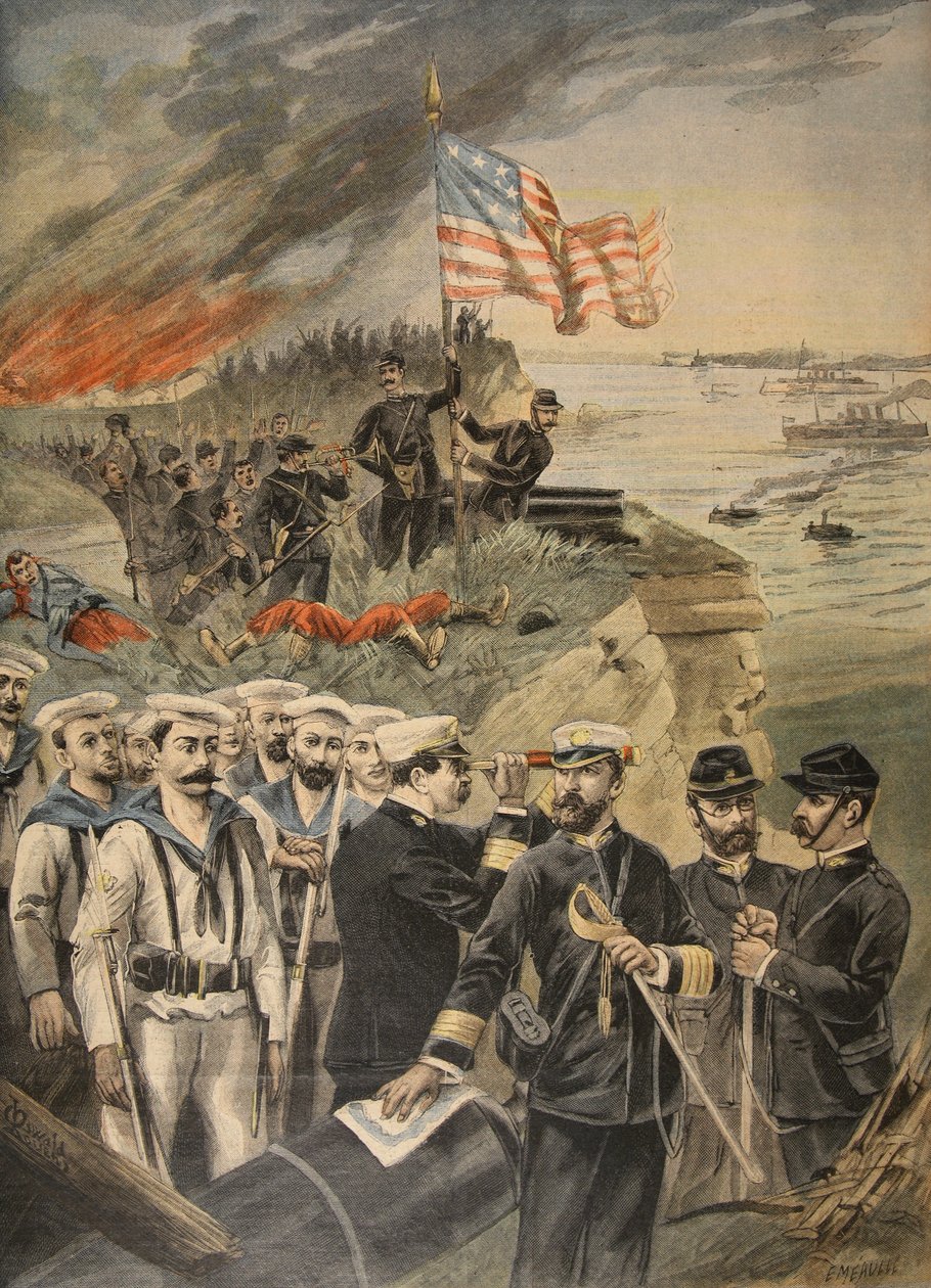 Den spanske amerikanske krig: landing ved Guantanamo, illustration fra Le Petit Journal: Supplement illustre, 1898 af French School