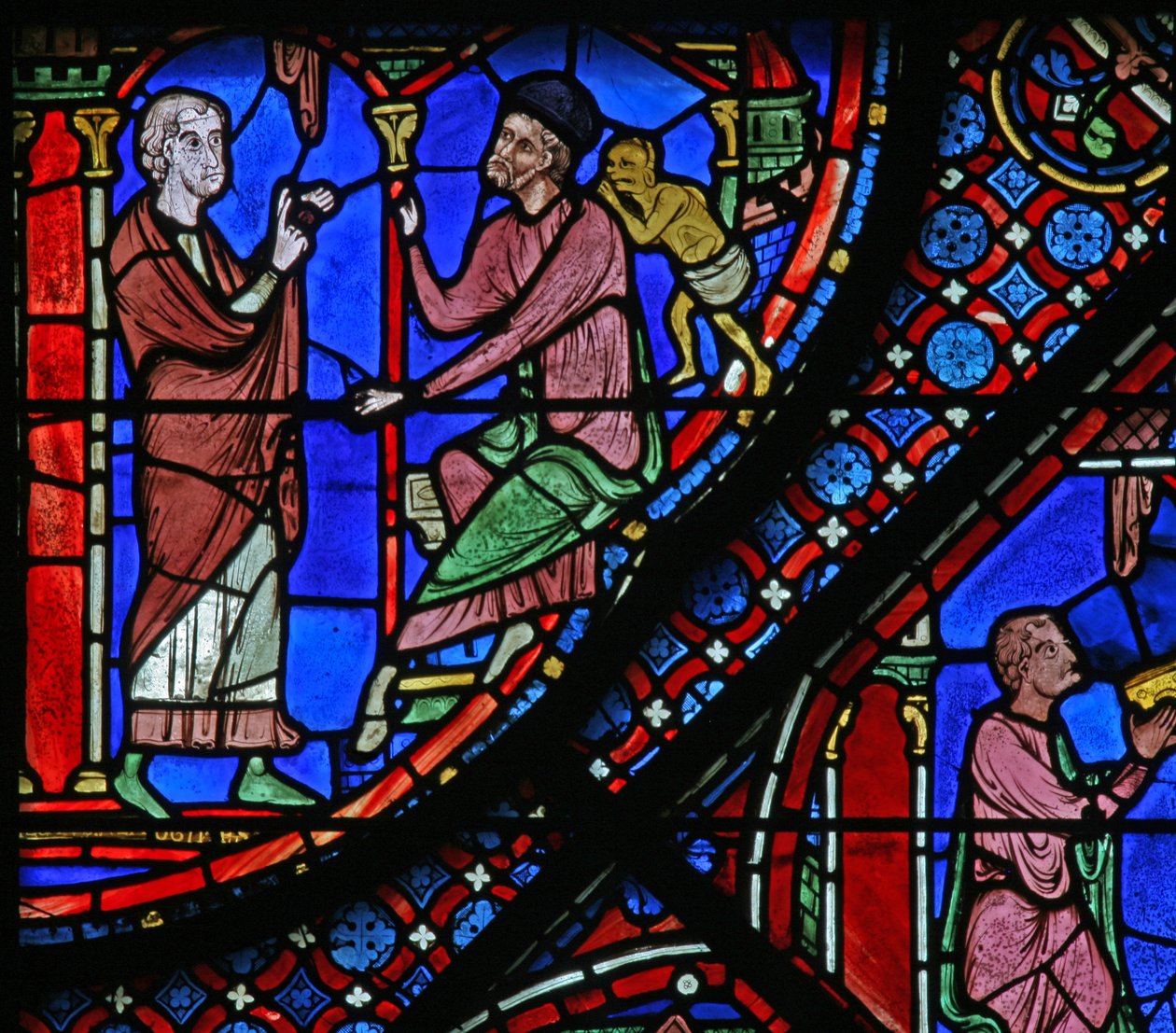 The St James Window: Filetus fortæller Almoniges (Hermoniges) om sin omvendelse (w5) af French School