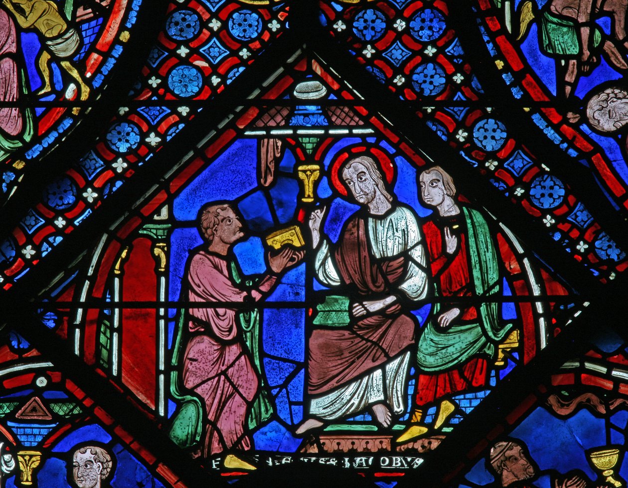The St James Window: han møder Filetus med sin magiske bog (w5) af French School