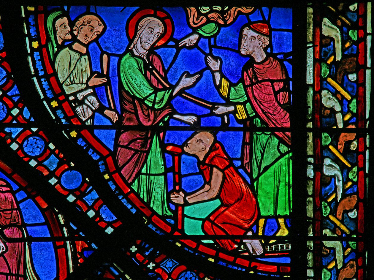 St James Window: helbreder en lammelse (w5) af French School
