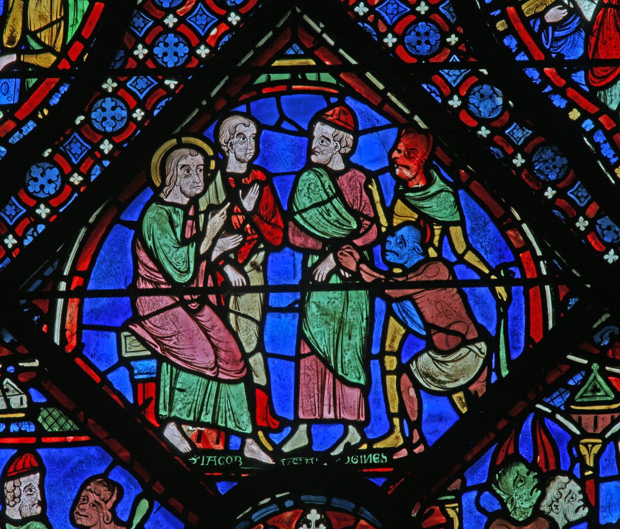 The St James Window: med Almongenes (Hermogines), Filetus og dæmoner (w5) af French School