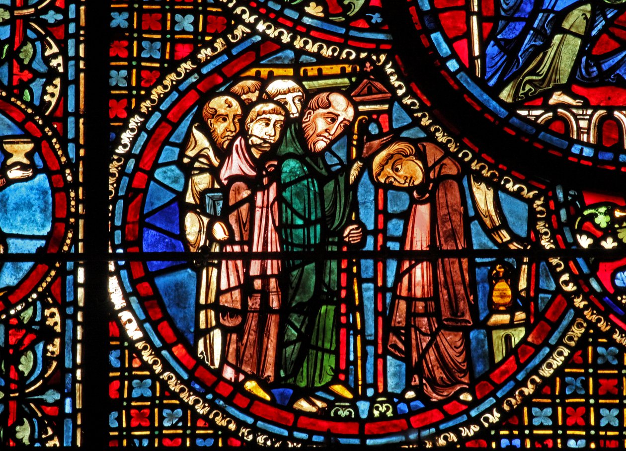 St Lubin-vinduet: han går ind i et kloster (w45) af French School