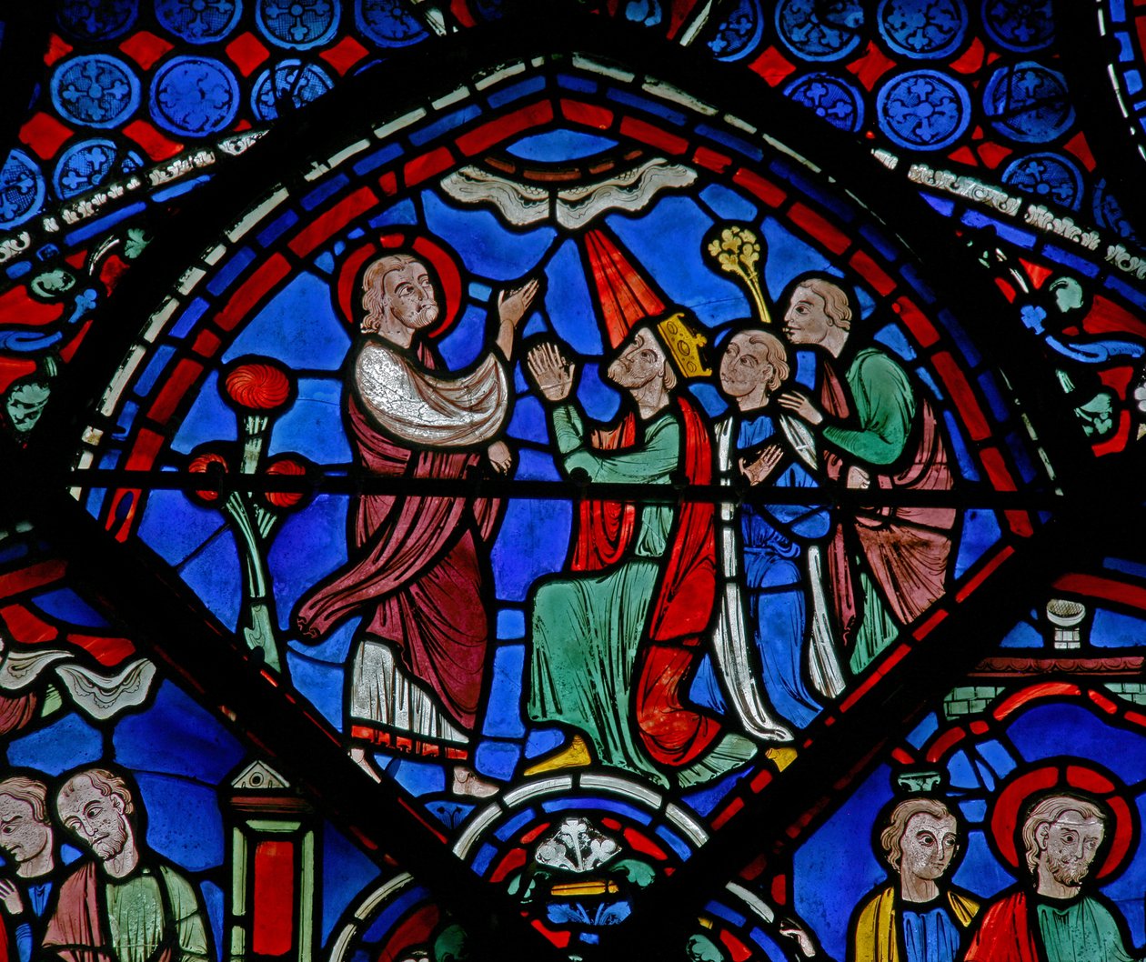 St Thomas-vinduet: prædiker evangeliet for en konge (w23) af French School