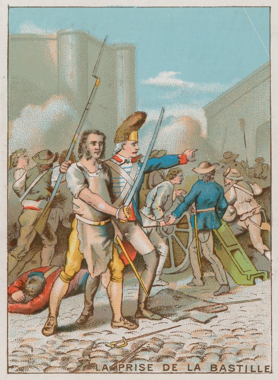 Stormen på Bastillen (chromolitho) af French School
