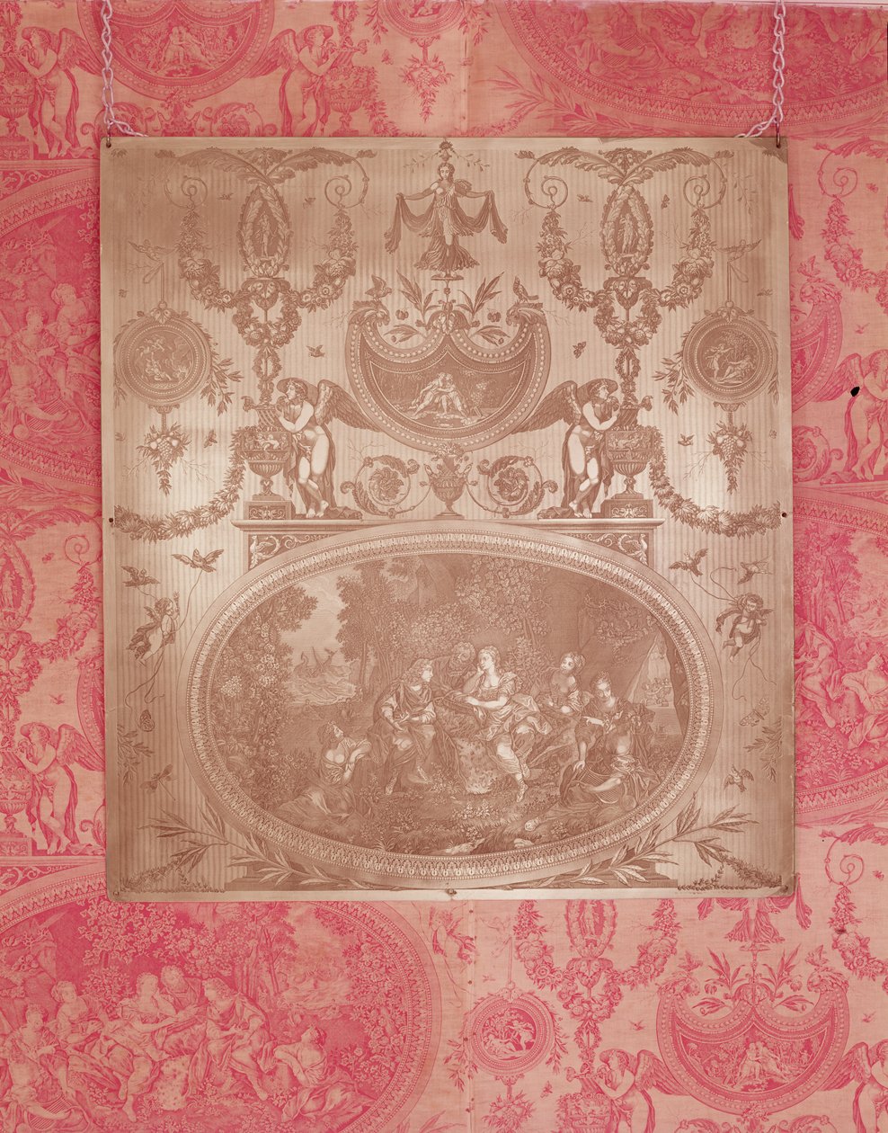 The Story of Telemachus, plade til tryk på Toile de Jouy stof (kobber) af French School