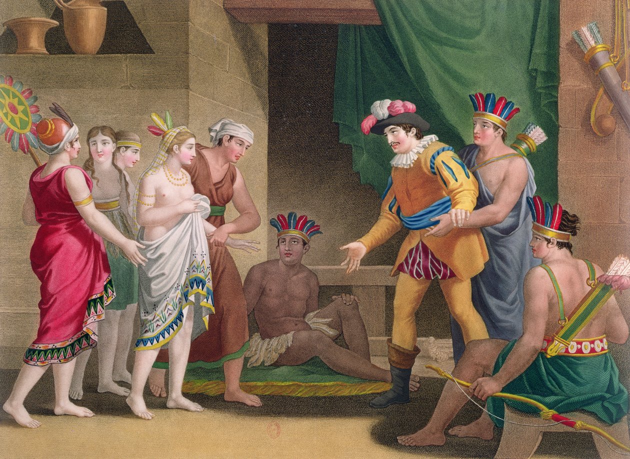 Historien om den aztekiske prinsesse Amazilly og hendes bror Telasco af French School